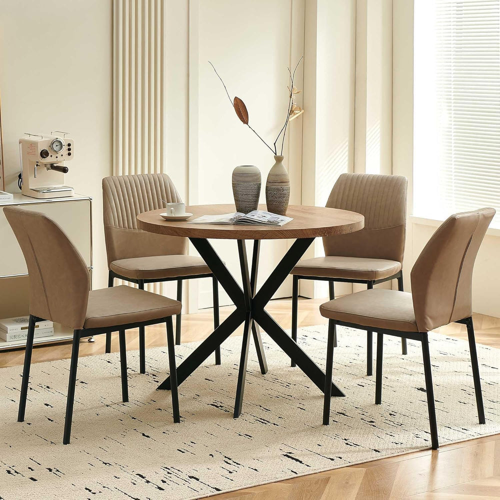 37" Round Dining Table Set for 4, Mid Century Modern Small Coffee Set fo...