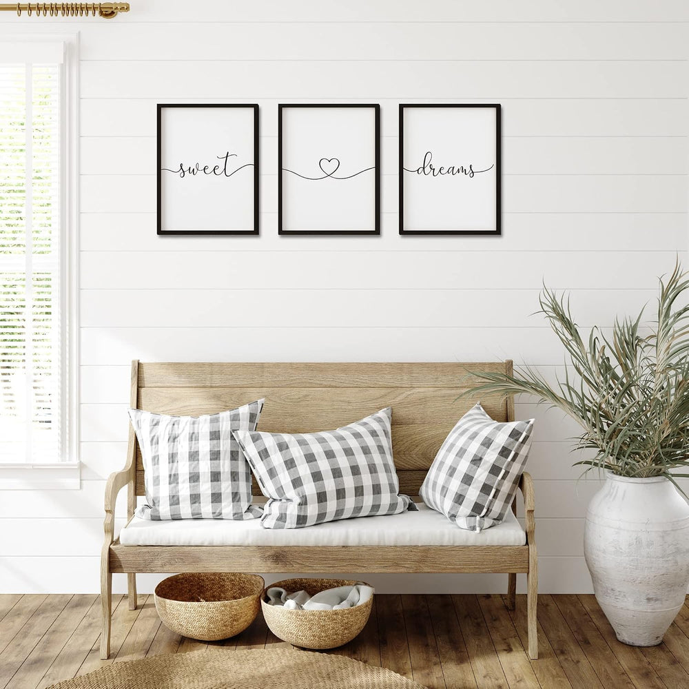 Set of 3 Framed Farmhouse Sweet Dreams Sign 11x14” Above Bed Wall Decor for B...