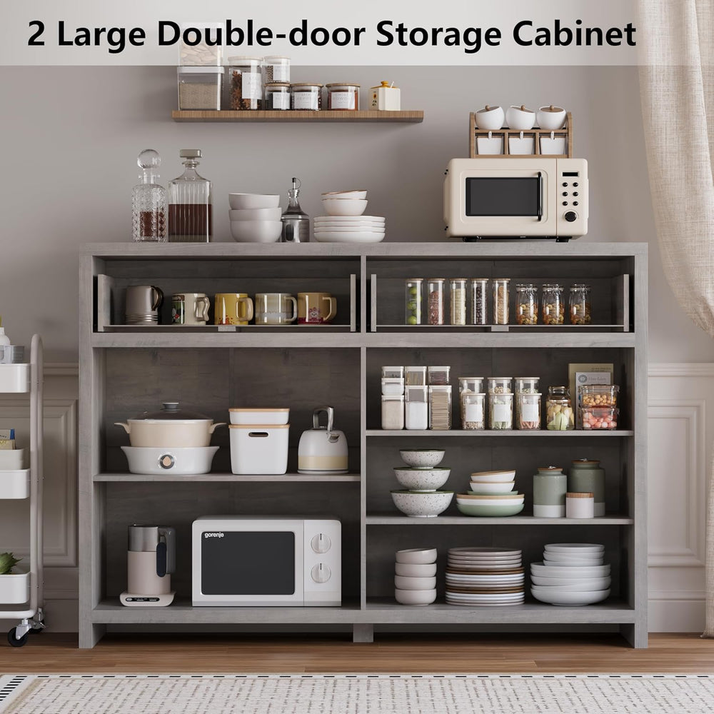 Fluted Sideboard Buffet Cabinet with Storage and Large Drawers, 55" W Cr...
