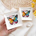 Christian Bible Verse Jewelry Dish Gift for Women, Butterfly Religious 4" Ceramic Jewelry Tray, Christian Gifts for Mom, Daughter, Friends - Birthday, Confirmation, Catholic Gift for Her, Teen Girls
