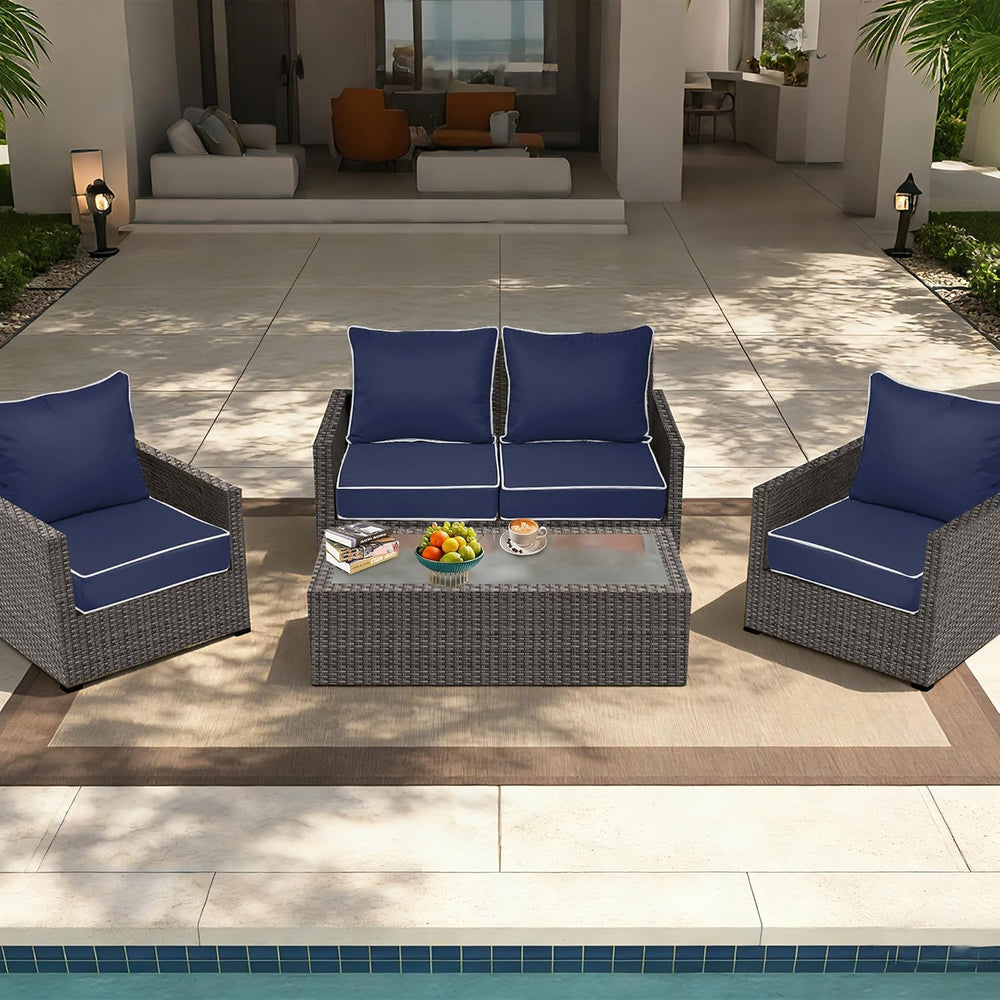 22x24 Outdoor Chair Cushions Set of 2, Waterproof Deep Seat Cushions for Pati...