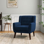 Mid-Century Modern Velvet Accent Chair, Royal Blue, Set of 1 | High Resilience Sponge Cushion | Soft Velvet Upholstery | Solid Wood Frame | For Living Room Bedroom, & Small Spaces