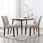 Watson & Whitely Upholstered Kitchen & Dining Room Chairs with Low Back, Performance Fabric Dining Chairs Set of 2, Modern Armless Dining Chairs with Solid Wood Legs, Gray