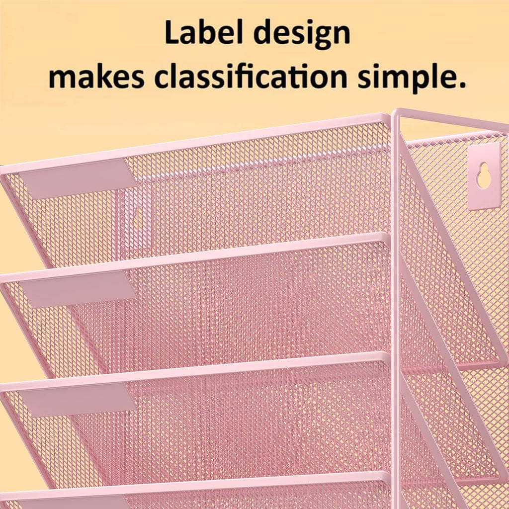 Kuntine.B Wall File Organizer Office Hanging Magazine Holder Wall File Organizer for Office Home (Pink, 6 Tier)