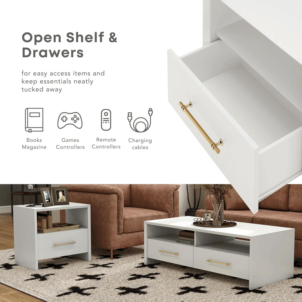 HOMES: Inside + Out Elle Modern 23-inch Rectangular End Table with Drawer and...