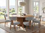 Linen Dining Chairs Set of 6, Modern Dining Chair with Wood Legs, Upholstered Dining Chairs for Dining Room, Kitchen, Vanity, Living Room, Grey