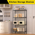 GIOTORENT 4-Wire Garage Shelving Storage Shelves, Metal Shelf Organizer 1400Lbs Capacity, Kitchen Storage Adjustable Shelf for Laundry Bathroom Pantry Closet, Black 36.2''L x 14''W x 53.4''H