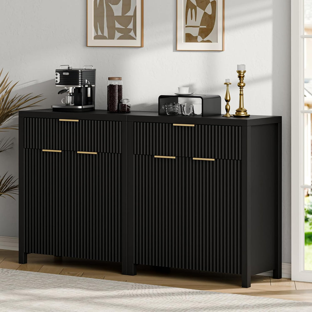 YaFiti Storage Cabinet Fluted Sideboard Buffet Cabinet with Adjustable Shelve...