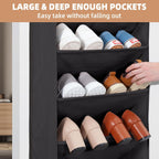 STORAGE MANIAC Over the Door Shoe Organizer Heavy-Duty Large Deep Pocket Hanging Shoe Organizer Shoe Rack Door Closet Shoe Organizer for Wall, Dorm & Narrow Door Storage Shoe Holder Black, 1 Pack