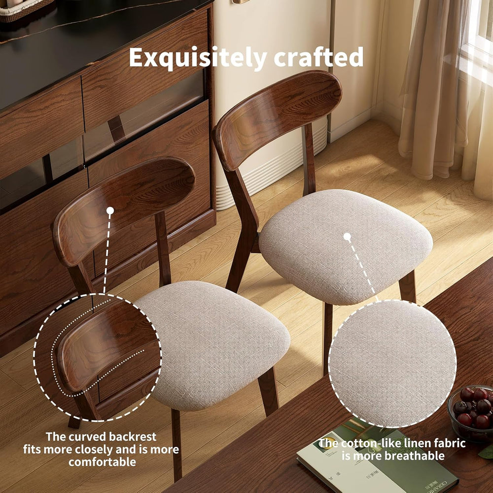 Mid Century Modern Walnut Dining Chairs Set of 4, FAS-Grade Oak, 400 lbs | He...