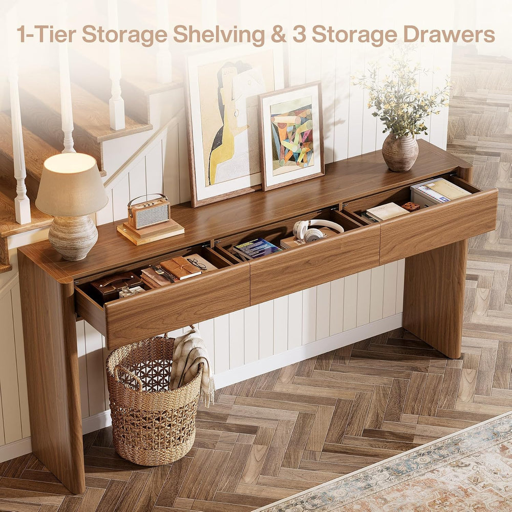 Tribesigns Console Table with 3 Drawers, 70.9" Wooden Entryway Table Beh...