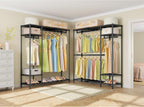 VIPEK X20 Expandable Metal Clothing Rack Adjustable from 3'3" to 4'8" Heavy Duty Garment Racks with Adjustable Shelves and Hanger Rods Portable Wardrobe Open Closet Rack System, Black