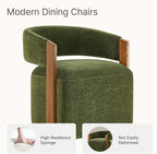 Upholstered Dining Chairs Set of 4, Barrel Modern Dining Room Chairs with Casters, Kitchen Side Wooden Armchair with Fabric Cushion Seat for Bedroom, Livingroom, Reading Room, Green, 4 Boxs