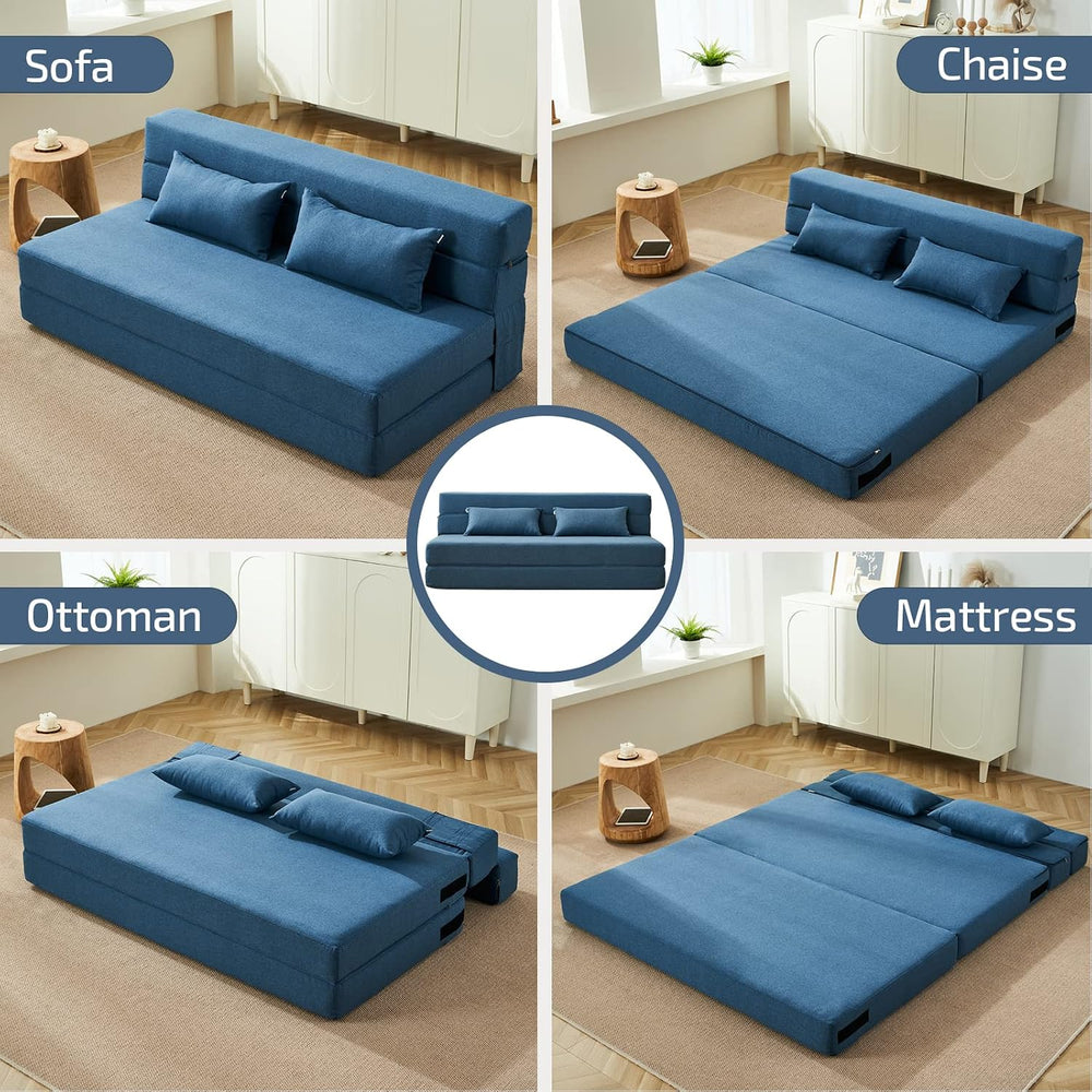 SUYOLS Folding Sofa Bed with Pillows- Convertible Chair Floor Couch & Sle...