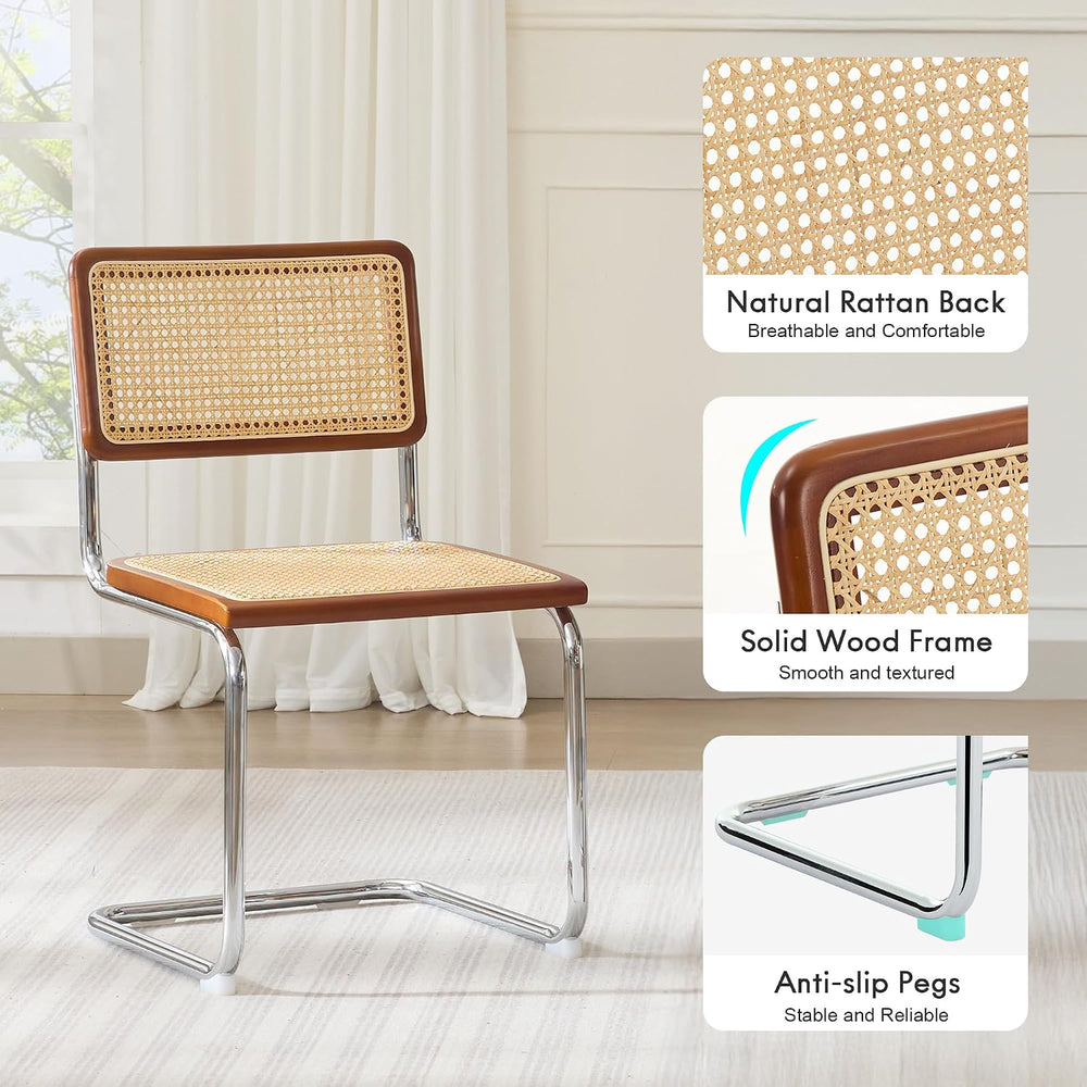 Flouki Rattan Dining Chairs Set of 2, Boho Accent Chairs for Kitchen Room wit...