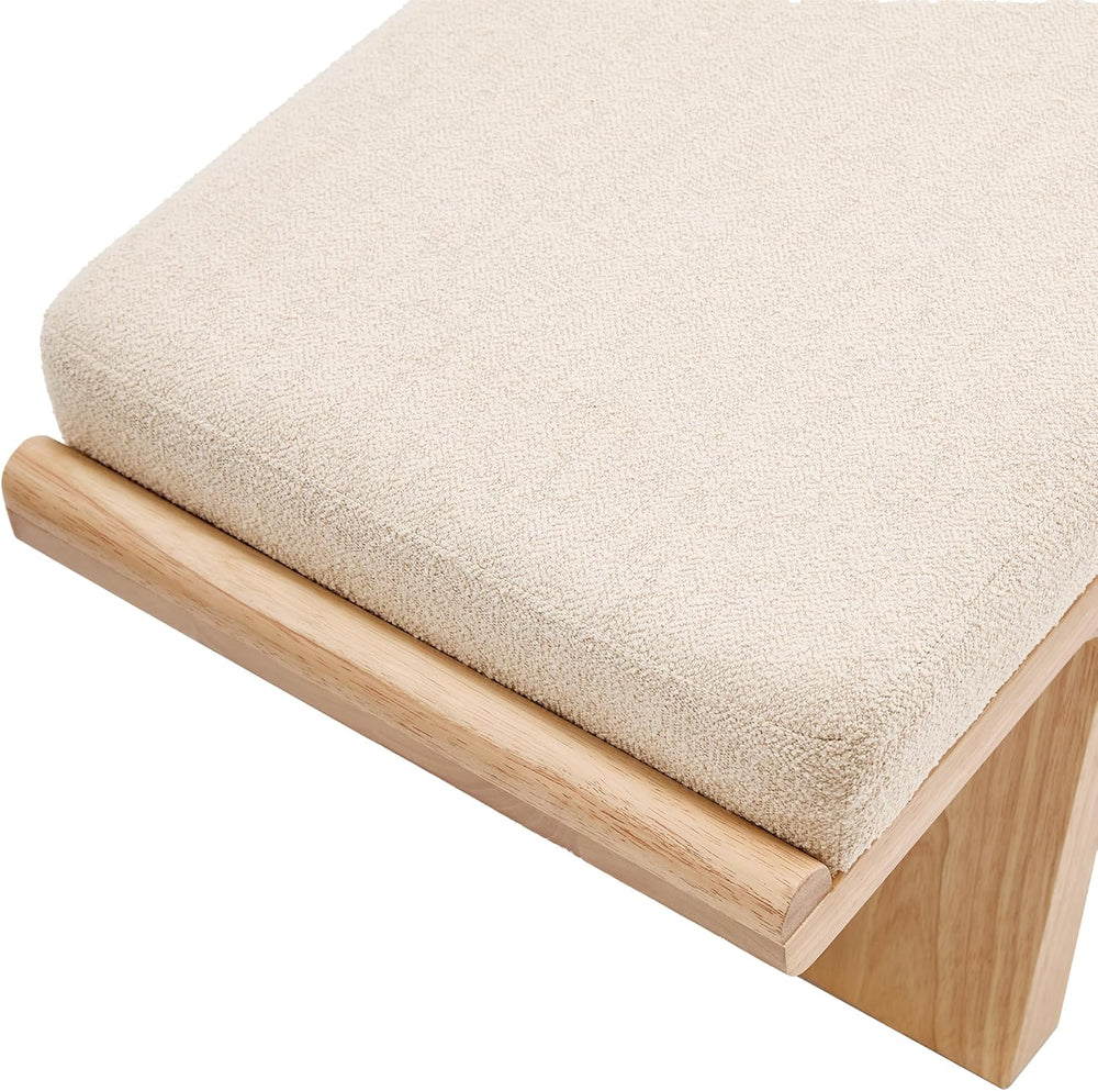 47.2" Natural Wood Bedroom Bench, Upholstered Entryway Bench, Modern End...