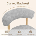 VKNOW Wooden Dining Chairs Set of 4, Modern Upholstered Dining Room Chairs with Rubberwood Legs and Curved Backrest, Fabric Kitchen Chairs for Farmhouse/Living Room/Dining Room, Gray