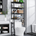 Over-The-Toilet Storage Rack, 4-Tier Bathroom Organizer Shelf Over Toilet with Adjustable Shelf and Basket, Freestanding Space Saver Bathroom Shelves Above Toilet for Room (Black)