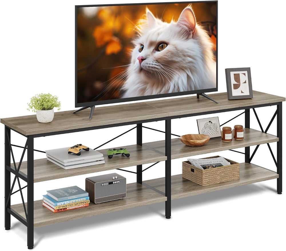 WLIVE TV Stand up to 70 Inch TV, 63" Entertainment Center, Greige