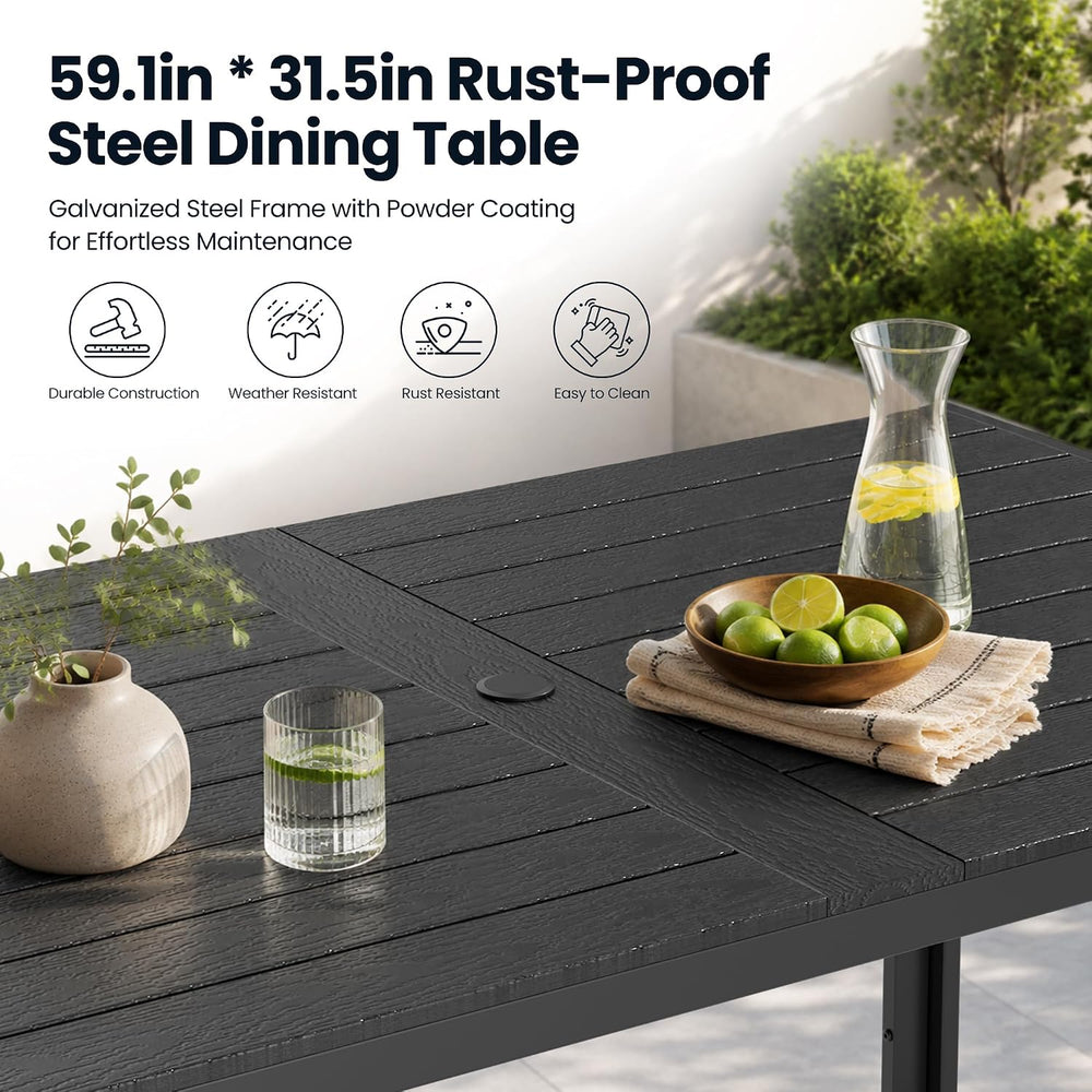 Pamapic 7-Piece Outdoor Dining Set, All Weather Patio Table and Chairs Set wi...