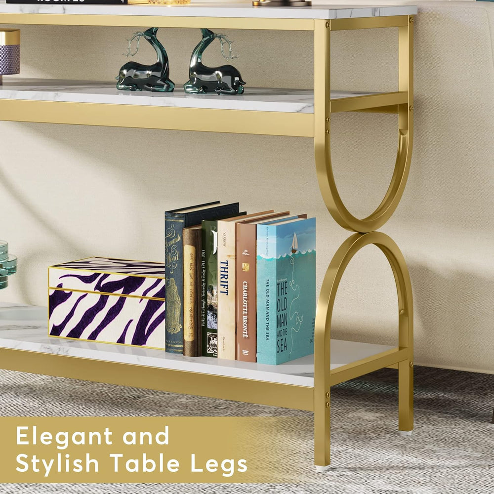 Tribesigns 3-Tier Console Table, 55 inch Sofa Table with Open Storage Shelves...