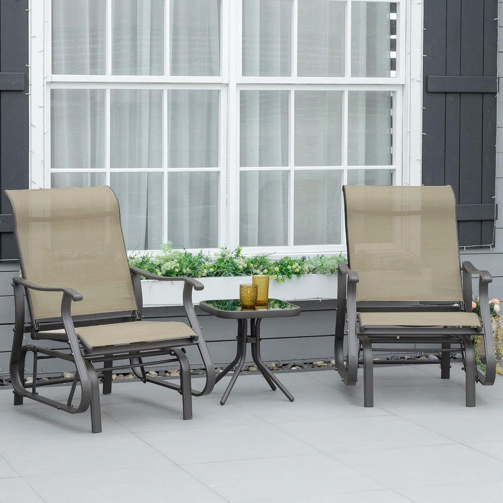 Outsunny 3-Piece Outdoor Gliders Set Steel Frame Patio Gray