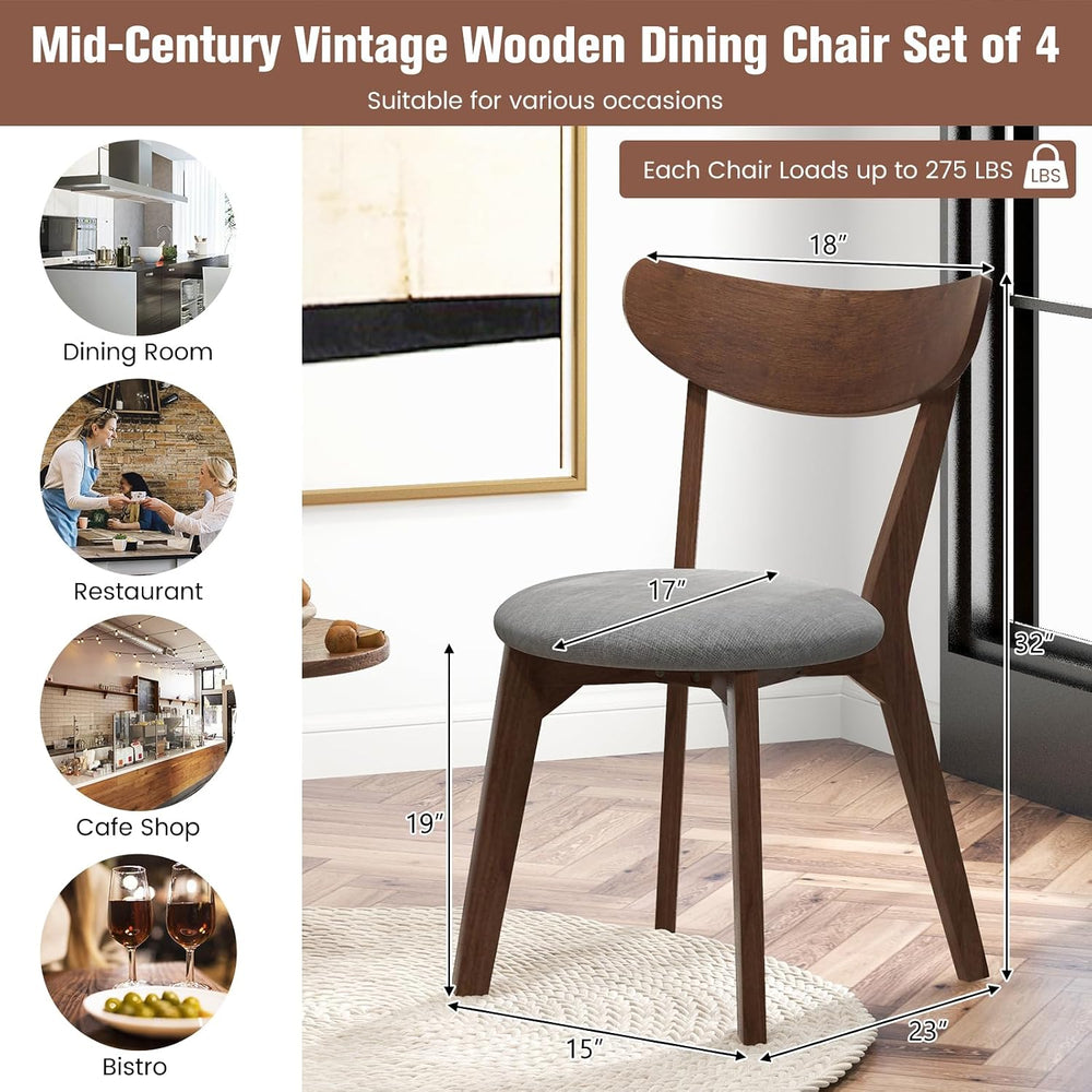 KOTEK Dining Chairs Set of 2 with Rubber Wood Legs | Mid Century Modern Kitch...