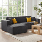 109” Cloud Sectional Couch, Boneless Modular Sofa with L-Shape Chaise, Deep Seat Corduroy Couch, No Assembly Required, Modern Upholstered Sectional for Living Room Apartment Bedroom