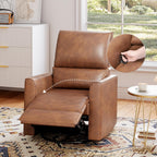 GAOMON Swivel Rocking Recliner Chair, Manual Leather Recliner Glider with | Lumbar Support & Padded Armrest, Comfortable Rocker Nursery Single Sofa for Living Room and Bedroom (Brown)