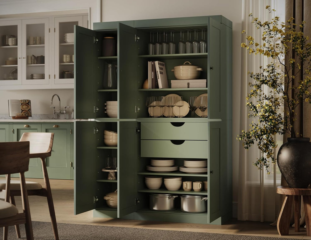 Palace Imports Solid Wood Kitchen Pantry Cabinet 71.5" Tall, 48.5" ...