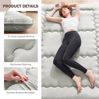 Japanese Floor Futon Mattress Full Size, 25D High Density Support Foam, 4" Thicken Foldable Mattress Tatami Mat Sleeping Pad Suitable for Camping, Guest Room, Light Grey 54"x 80"