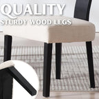 Upholstered Dining Chairs Set of 6 Modern Wooden Kitchen Chairs Fabric Side Dining Room Chair Farmhouse Dinner Chair, Beige