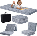 MeMoreCool Glow Dinosaur Kids Foldable Floor Mattress Trifold, 57x22 Inch | Glow dinosaur trifold futon for daycare, playroom, camping and travel rest