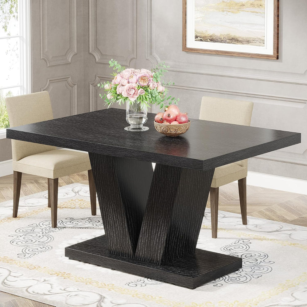 Tribesigns 47-Inch Dining Table for 4, Black Kitchen Dinner Table with Heavy ...