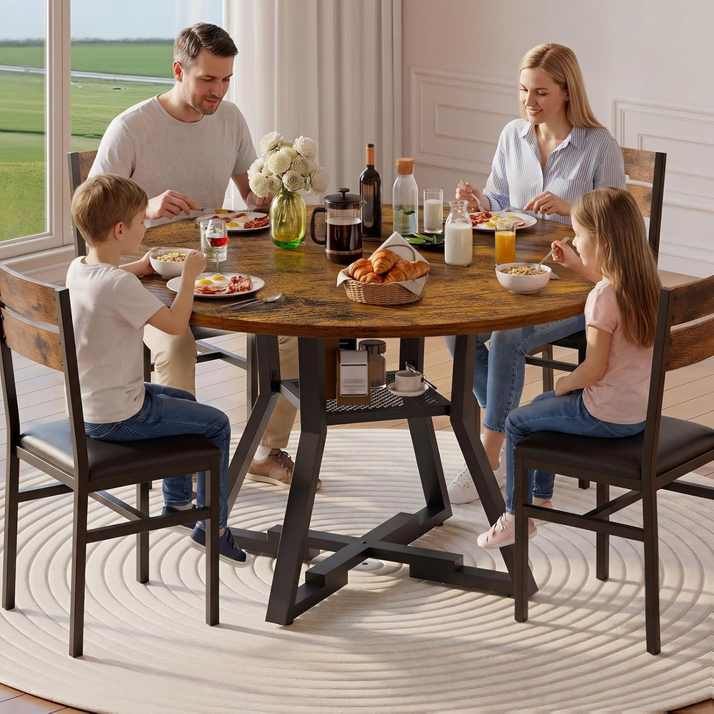RALGEND Round Dining Table for 4-6, 43" Circle Dining Table with Wooden ...
