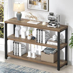 EXCEFUR Modern Sofa Table Behind Couch, Console Table with 3 Tier Shelves, Foyer Tables for Living Room Entryway Hallway, Rustic Oak