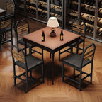 Dining Chairs, Kitchen Chairs with Back Support, Upholstered Seat and Metal Legs, for Kitchen, Living Room, Rustic Brown and Black CY02L4BR