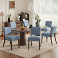 COLAMY Mid Century Modern Dining Chairs Set of 6, Upholstered Kitchen Chairs with Back, Farmhouse Fabric Side Dining Room Chairs with Wood Legs for Dining Room Kitchen Restaurant, Blue