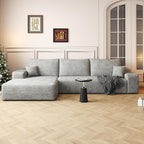 Eafurn Oversized L-Shaped Modular Sectional Sofa with Chaise, Fluffy Corduroy Upholstered Boneless Couch with Deep Seat, Minimalist Flexible Combination for Living Room | Breathable material, Full Foam, Anti-slip