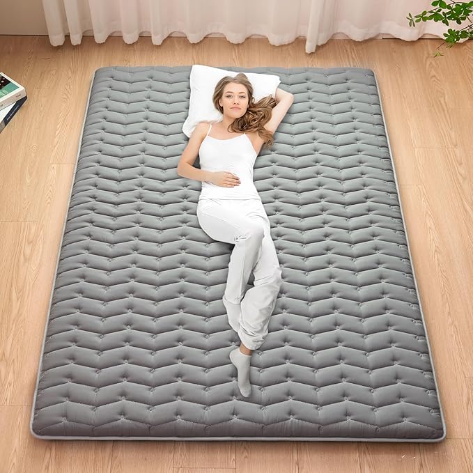 Premium Foam Japanese Futon Floor Mattress Twin Size 39"x 80",100% High Density Foam Comfortable Floor Mattress,3.5" Thicken Foldable Sleeping Pad,Dormitory Tatami Mat,for Adult and Kids(Gray)