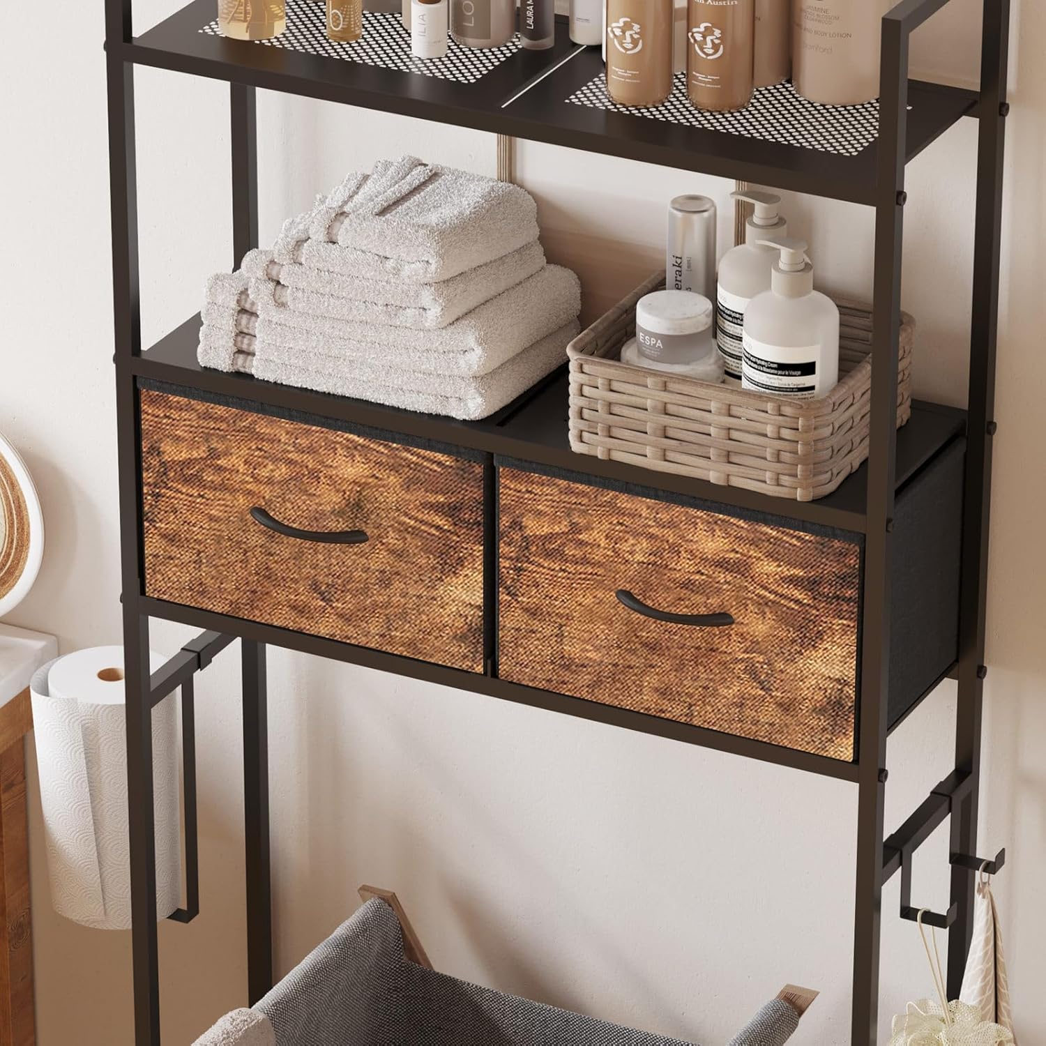 Over The Toilet Organizer,Bathroom Shelves Behind Toilet Organizer, Space-Saving Over Toilet Shelf for Bathroom Organizers and Storage