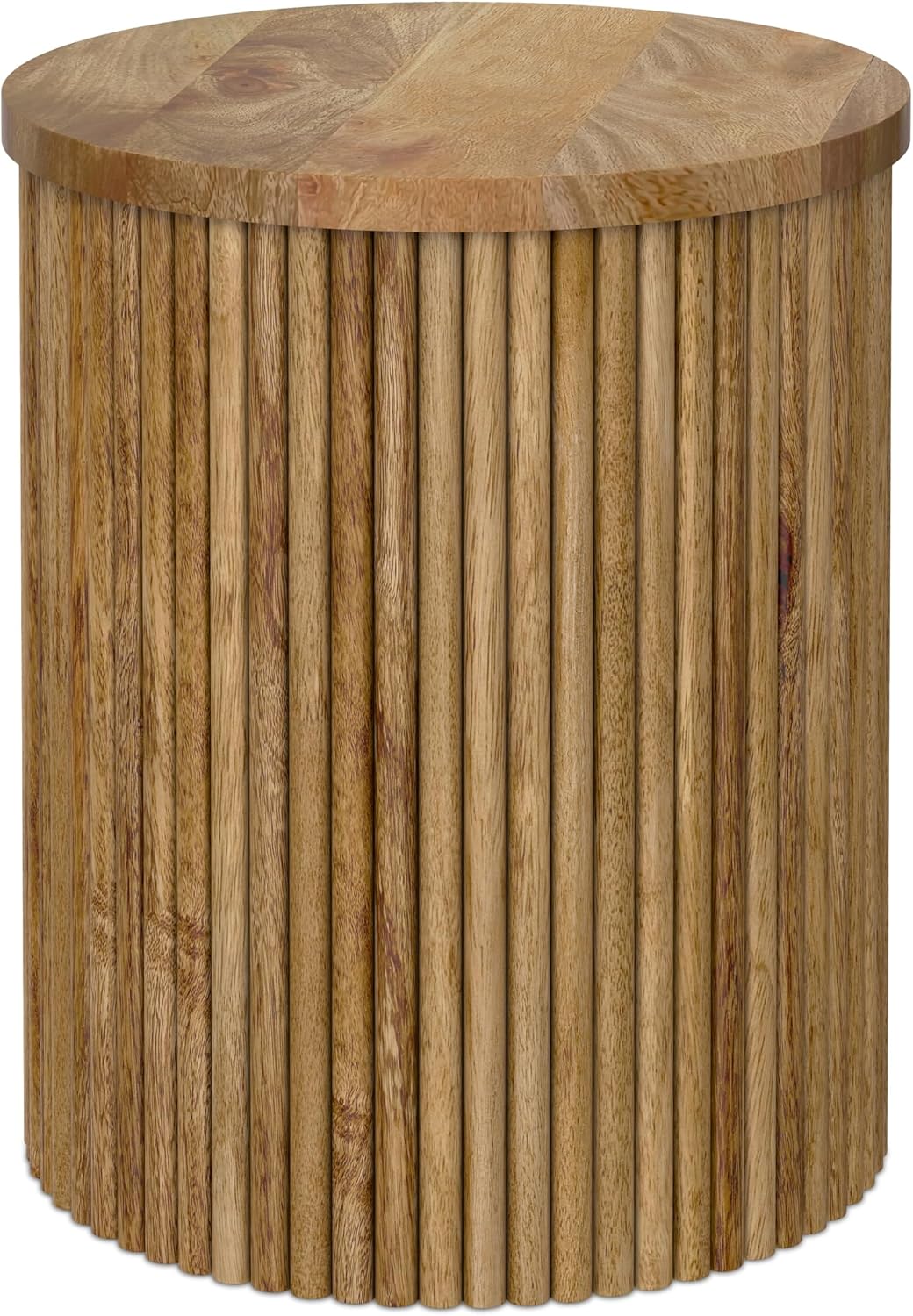 SIMPLIHOME Draper 22" Wide Solid Wood Rectangular End Table in Auburn Brown | Industrial accent table with a slatted base, assembled; natural mango wood nightstand, lamp stand, or side table.