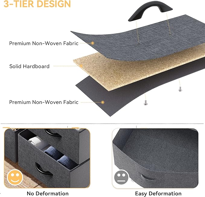 DWVO Dresser for Bedroom, Fabric Dresser with 8 Drawers, Chest of Drawers for Closet, Living Room