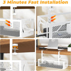 Under Desk Cable Management Tray, 15.7'' No Drill Steel Desk Cable Organizers, Wire Management Tray Cable Management Rack (2 Packs-White)