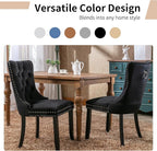 Modern Dining Chairs Set of 8, Tufted Upholstered Dining Chair with Solid Wood Legs, Black Velvet Accent Chair, Sillas de Comedor, Kitchen & Dining Room Chairs (Black, Velvet, 8Pcs)