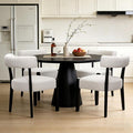Modern Dining Chairs Set of 4, Upholstered Kitchen & Dining Room Chairs, Mid Century Modern Wooden Dining Chairs Oversized Sturdy Fabric Rounded Chairs Curved Back, Black and Beige
