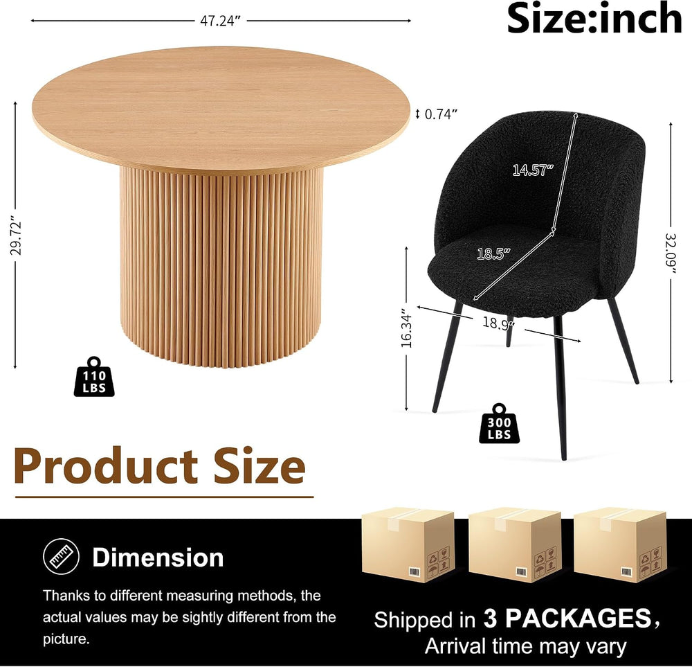 Homedot 5-Piece Modern Kitchen Dining Room Table Set for 4, 47-Inch Oak Woode...