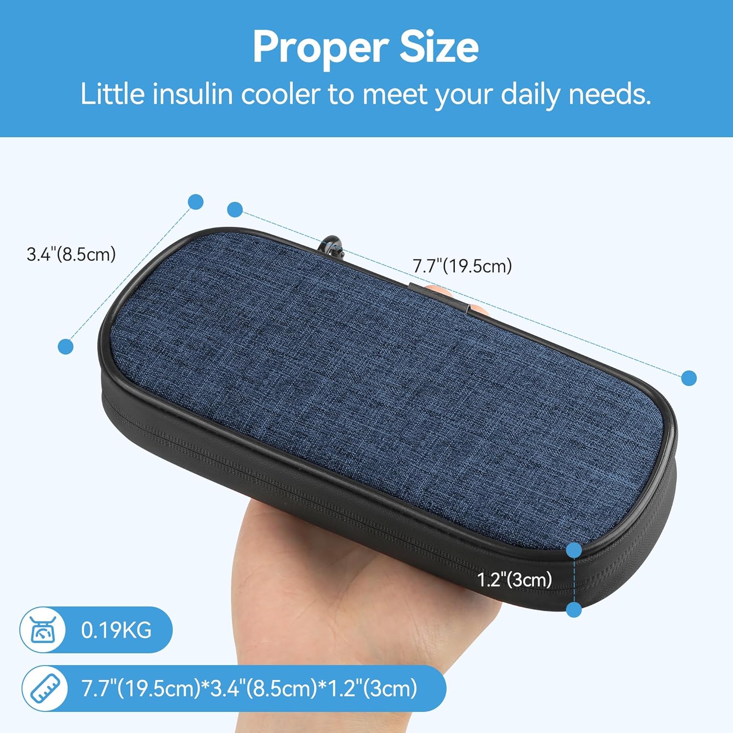 Insulin Pen Cooler Travel Case Diabetic Medication Insulated Cool Organizer with 2 Reusable Ice Packs for Insulin Pen and Other Diabetic Supplies, for the Daily Life and Trip (Dark Blue)