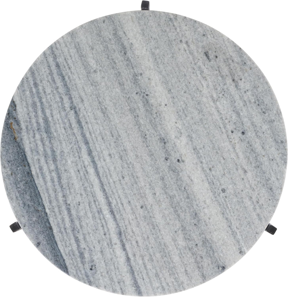 SAFAVIEH Home Collection - Hesse Side Table, Round Grey Marble Top with Black...