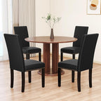 LSSBOUGHT Dining Chairs Set of 2, Modern Dining Room Chair,Upholstered Pu Leather Kitchen Chair with Vintage Copper Nail for Restaurant & Cafe(Black,2pcs)